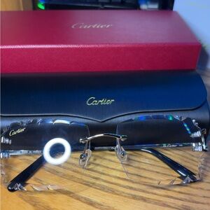 Cartier Buffs Rimless Silver Frame Sunglasses – Clear Lens – Luxury Eyewear